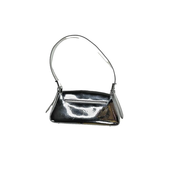 Zara Metallic Silver Mirror Minimal Flap Shoulder Bag Purse Winter Y2k Style - Picture 4 of 8